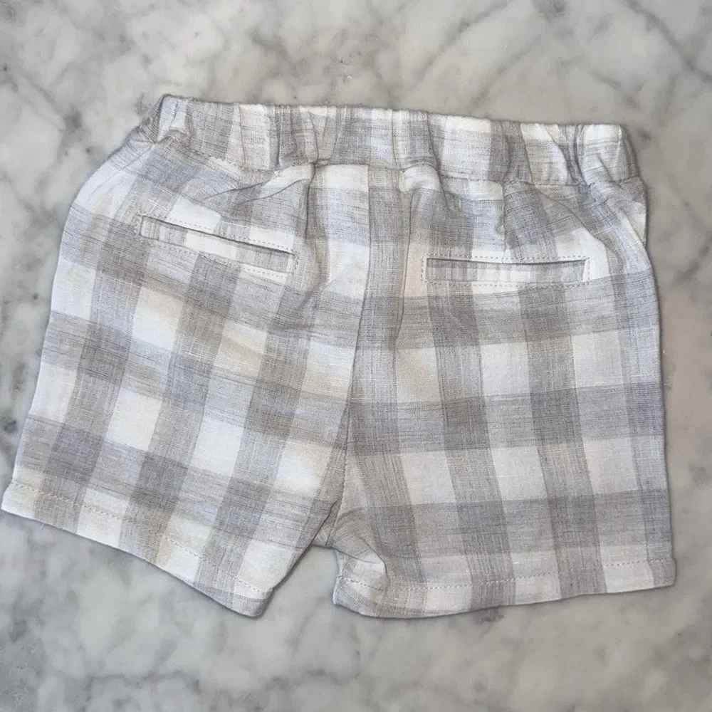 Mayoral Baby White & Gray Plaid Outfit 6/9M